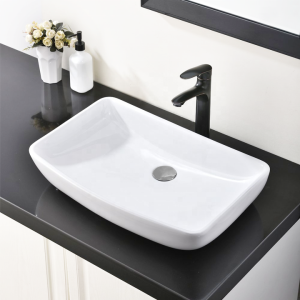 Modern Porcelain Ceramic Above Counter Bathroom Vessel Sink White Countertop Art Basin Sinks