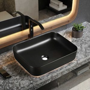 Modern Matt Black Color European Design Vessel Wash Basin
